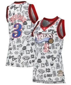 Allen Captivant Iverson Philadelphia 76ers Women's 2000 Doodle Swingman Jersey White