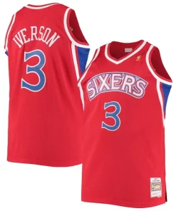 Allen Iverson Philadelphia 76ers 1996/97 Big & Tall Hardwood Exclusif Classics Swingman Jersey Red/Black/Royal/White