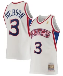 Allen Iverson Philadelphia 76ers 1996/97 Exceptionnel Hardwood Classics Authentic Jersey White