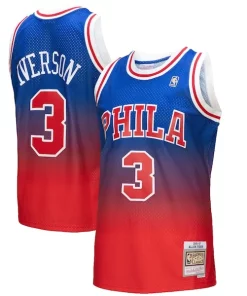 Allen Iverson Philadelphia 76ers 1996/97 Hardwood Classics Fadeaway Swingman Player Jersey Magnifique Red/Royal