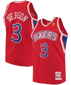Allen Iverson Philadelphia 76ers 1996/97 Incontournable Hardwood Classics Authentic Jersey Red/Black/White