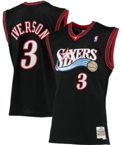 Allen Iverson Philadelphia 76ers 2000/01 Big & Tall Exquisite Hardwood Classics Swingman Jersey Black/Red/Royal/White
