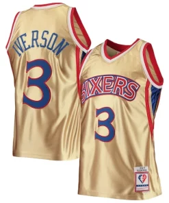 Allen Iverson Philadelphia 76ers 75th Anniversary 1996/97 Hardwood Classics Dashing Swingman Jersey Gold