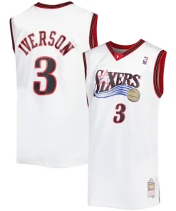 Allen Iverson Philadelphia 76ers Big & Confortable Tall Hardwood Classics 1996/97 Swingman Jersey White/Black/Red/Royal