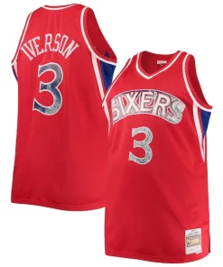 Allen Iverson Philadelphia 76ers Big & Tall 1996/97 NBA 75th Anniversary Diamond Exquisite Swingman Jersey Red