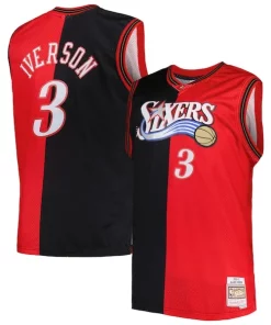 Allen Iverson Philadelphia 76ers Big & Tall Incontournable Hardwood Classics 2000/01 Split Swingman Jersey Black/Red