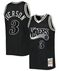 Allen Iverson Philadelphia 76ers Dashing Hardwood Classics Off Court Swingman Jersey Black