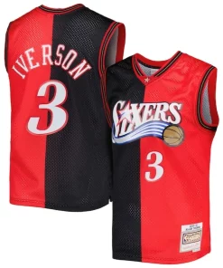 Allen Iverson Philadelphia 76ers Hardwood Tendance Classics 2000/01 Split Swingman Jersey Black/Red