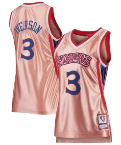 Allen Iverson Philadelphia 76ers Women's 75th Anniversary Refiné Rose Gold 1996 Swingman Jersey Pink