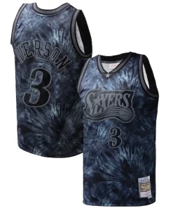 Allen Iverson Philadelphia Splendide 76ers Hardwood Classics 1997/98 Tie Dye Swingman Jersey Black