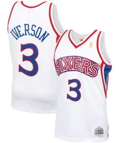 Allen Iverson Unique Philadelphia 76ers 1996/97 Hardwood Classics Swingman Jersey White/Red/Royal/Black