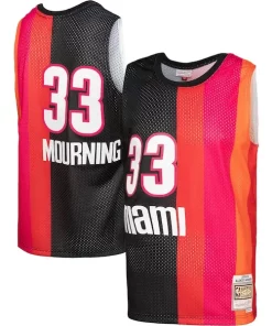Alonzo Bold Mourning Miami Heat Hardwood Classics 2005/06 Split Swingman Jersey Black/Red