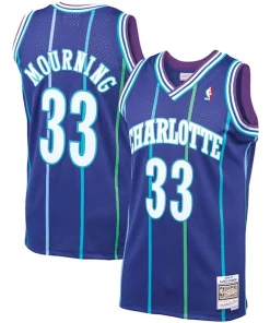 Alonzo Mourning Charlotte Hornets Exceptionnel 1994/95 Hardwood Classics Swingman Jersey Purple
