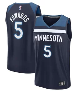 Anthony Edwards Minnesota Timberwolves Fast Break Replica Player Distingué Jersey Icon Edition Navy