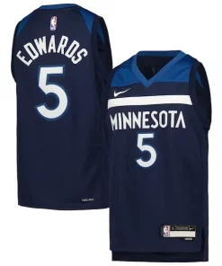 Anthony Edwards Minnesota Timberwolves Nike Youth Swingman Jersey Haut de gamme Icon Edition Navy