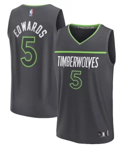 Anthony Edwards Minnesota Timberwolves Youth Fast Break Replica Player Exclusif Jersey Statement Edition Anthracite