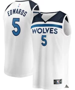 Anthony Edwards Minnesota Timberwolves Youth Fast Break Replica Player Jersey Association Edition White Sophistiqué