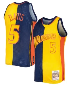 Baron Davis Golden State Haut de gamme Warriors Hardwood Classics 2006/07 Split Swingman Jersey Navy/Gold