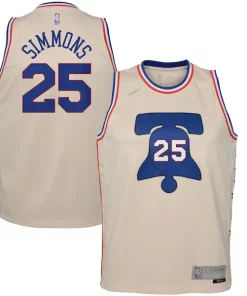 Ben Classique Simmons Philadelphia 76ers Nike Youth 2020/21 Swingman Player Jersey Cream Earned Edition