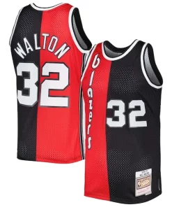 Bill Walton Portland Trail Blazers Hardwood Classics 1976/77 Split Swingman Tendance Jersey Red/Black