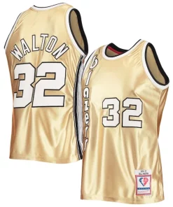 Bill Walton Portland Trail Charming Blazers 75th Anniversary 1976/77 Hardwood Classics Swingman Jersey Gold