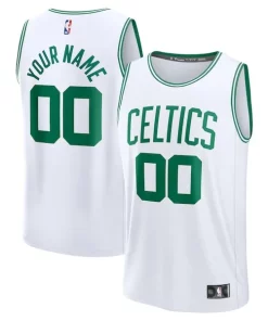 Boston Celtics Fast Break Custom Jersey Association Edition Personalisable White/Kelly Green/Black