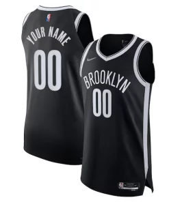 Brooklyn Nets Nike 2021/22 Diamond Authentic Collectible Custom Jersey Icon Edition Black