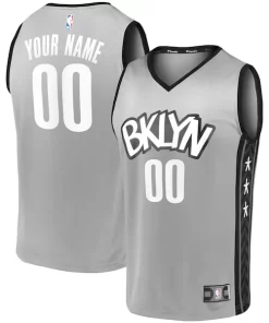 Brooklyn Nets Youth Custom Fast Incontournable Break Replica Jersey Gray Statement Edition