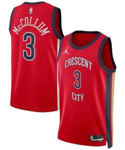 CJ McCollum New Orleans Pelicans Distingué Jordan Brand Unisex Swingman Jersey Statement Edition Red