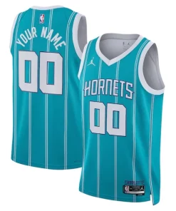 Charlotte Hornets Jordan Brand Notable Unisex Swingman Custom Jersey Teal Icon Edition