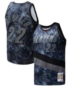 Clyde Drexler Portland Trail Blazers Hardwood Classics 1991/92 Tie Dye Collectible Swingman Jersey Black