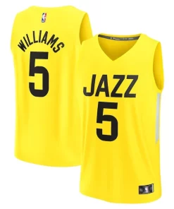 Cody Williams Utah Jazz Youth 2024 NBA Draft Fast Break Player Jersey Icon Magnifique Edition Yellow