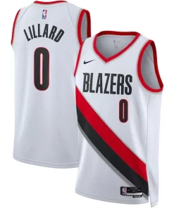 Damian Lillard Dashing Portland Trail Blazers Nike Unisex Swingman Jersey Association Edition White/Black