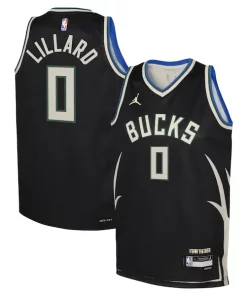 Damian Lillard Haut de gamme Milwaukee Bucks Jordan Brand Youth Swingman Jersey Statement Edition Black