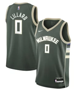 Damian Lillard Milwaukee Bucks Confortable Nike Youth Swingman Jersey Icon Edition Hunter Green