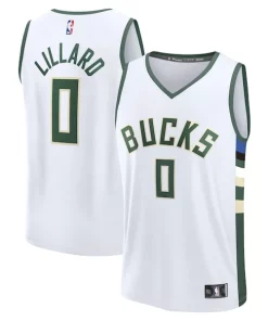 Damian Lillard Milwaukee Bucks Fast Break Replica Player Jersey Association Élégant Edition White