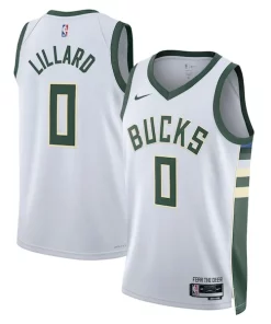 Damian Lillard Milwaukee Bucks Nike Classique Unisex Fear The Deer Swingman Player Jersey Association Edition White