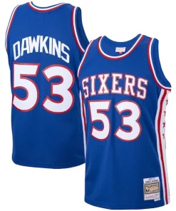 Darryl Dawkins Philadelphia 76ers 1976/77 Hardwood Exceptionnel Classics Swingman Jersey Royal