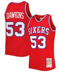 Darryl Dawkins Philadelphia 76ers Hardwood Classics 1979/80 Personalisable Swingman Jersey Red