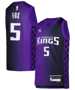 De'Aaron Fox Sacramento Kings Jordan Brand Youth Swingman Notable Jersey Statement Edition Purple