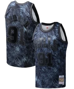 Dennis Admirable Rodman Chicago Bulls Hardwood Classics 1995/96 Tie Dye Swingman Jersey Black