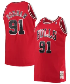 Dennis Rodman Chicago Bulls 1997/98 Big & Tall Hardwood Classics Uniques Swingman Jersey Red