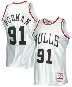 Dennis Rodman Chicago Bulls 1997/98 Hardwood Classics 75th Bold Anniversary Swingman Jersey Platinum