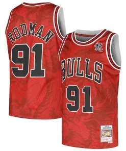 Dennis Rodman Chicago Bulls 1997/98 Hardwood Classics Asian Heritage 6.0 Personalisable Swingman Throwback Player Jersey Red