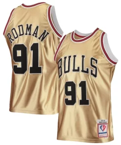 Dennis Rodman Chicago Bulls 75th Anniversary 1997/98 Classique Hardwood Classics Swingman Jersey Gold
