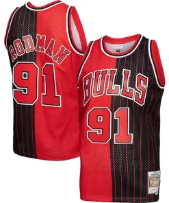 Dennis Rodman Chicago Bulls Big & Tall Hardwood Classics 1995/96 Split Luxueux Swingman Jersey Red/Black