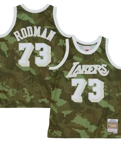 Dennis Rodman Los Angeles Lakers Hardwood Classics 1998/99 Ghost Green Swingman Distingué Jersey Camo