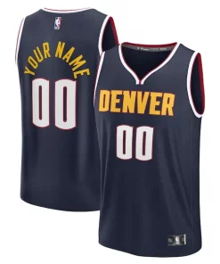 Denver Nuggets Fast Break Haut de gamme Custom Jersey Icon Edition Navy/Blue