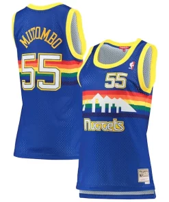 Dikembe Mutombo Denver Admirable Nuggets Women's 1991/92 Hardwood Classics Swingman Jersey Royal