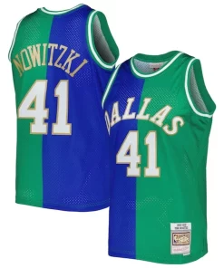 Dirk Nowitzki Captivant Dirk Nowitzki Hardwood Classics 1998/2019 Split Swingman Jersey Blue/Green